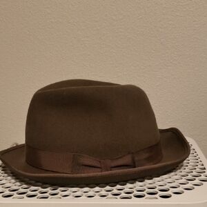 Stetson Dark Brown Fedora with Cream Lining